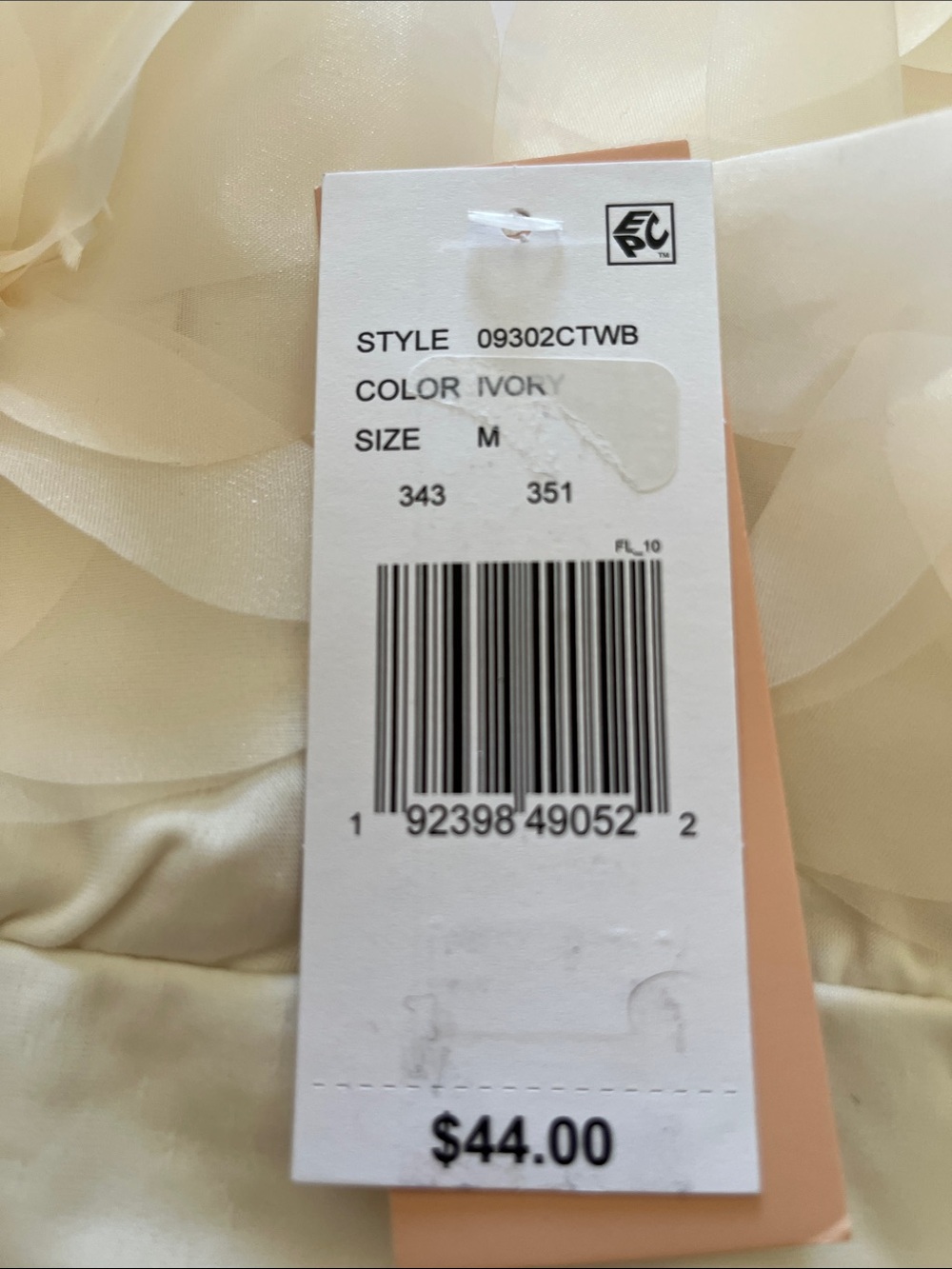 Evolutionary Ivory Floral Appliqué Bodysuit Tag - Picture 3 of 10